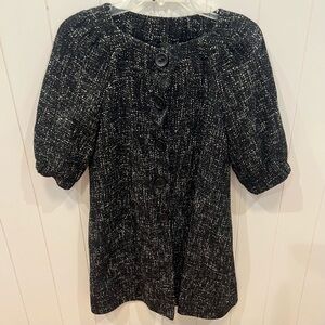 ELLIOTT LAUREN Womens Swing Coat Vintage 50s Style Black Tweed Button Up Size 4